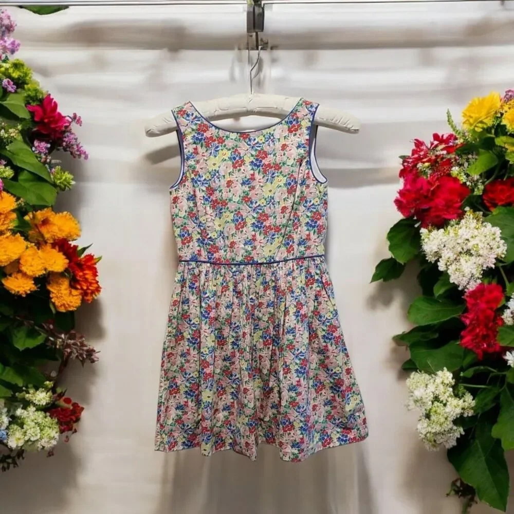 POLO Ralph Lauren Girls Dress 10 Floral Sleeveless Knee‎ Fit & Flare Lined Read